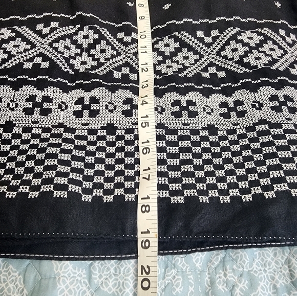 Max Studio Women's Black Linen Fully Lined Embroidered Skirt Size  2 - Picture 5 of 6